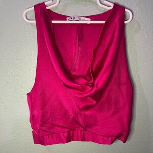 Zara Women's Fuchsia Drape Neck Blouse